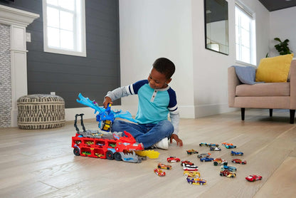 Hot Wheels City Ultimate Dragon Transporter 2-en-1 avec 2 voitures moulées sous pression