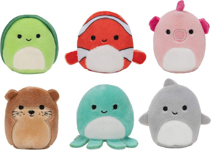 Squishmallows Micromallows Sealife Squad, sechs 2-Zoll-Meerestiere, unwiderstehlich weicher bunter Plüsch, Mini-Hai, Otter und Seepferdchen