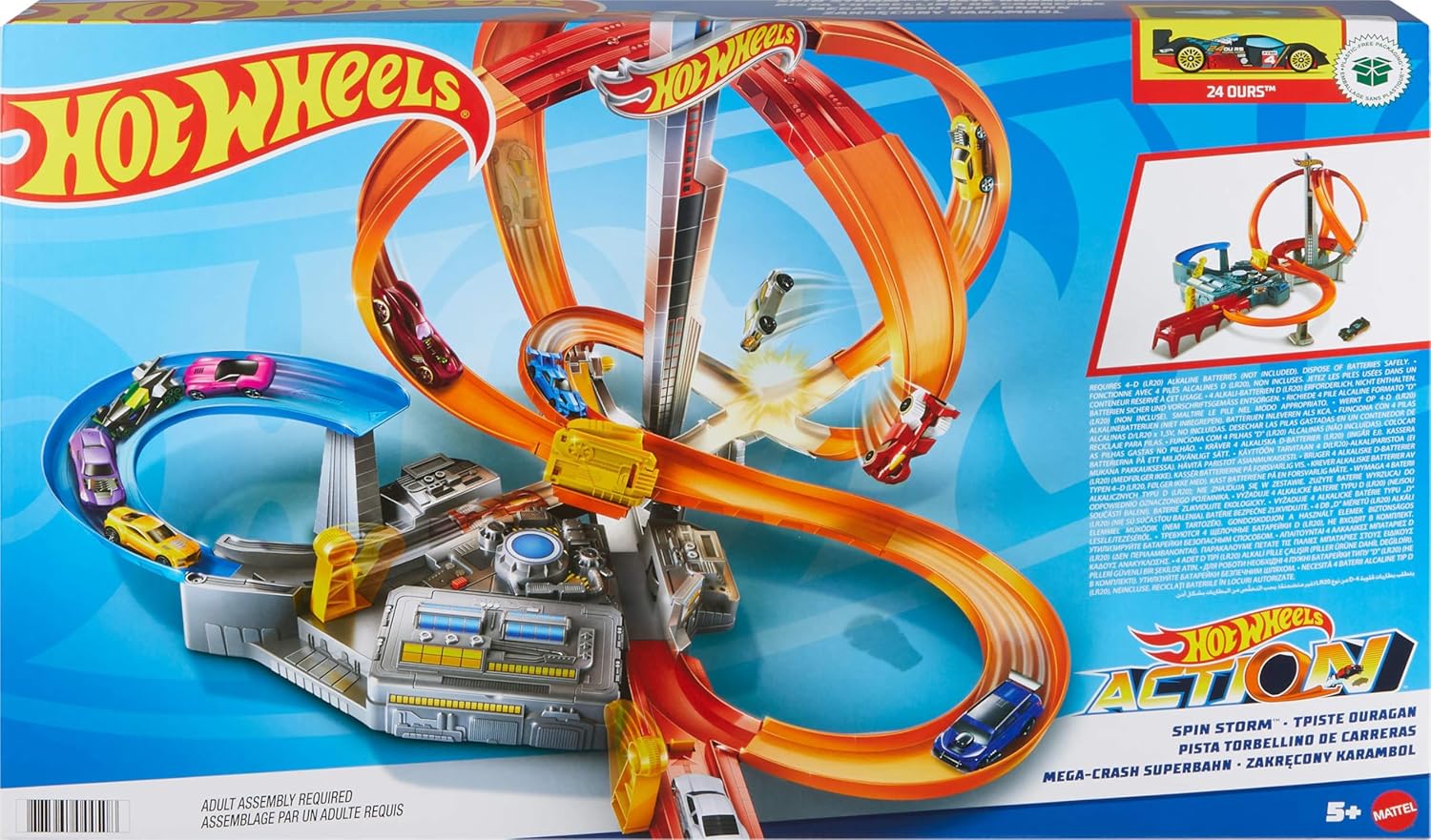 Hot Wheels Spin Storm Schienenset mit motorisiertem Booster und Auto