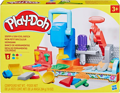 Play-Doh Stempel- und Sägewerkzeugbank, Spielset, Bauwerkstatt für Kinder ab 3 Jahren