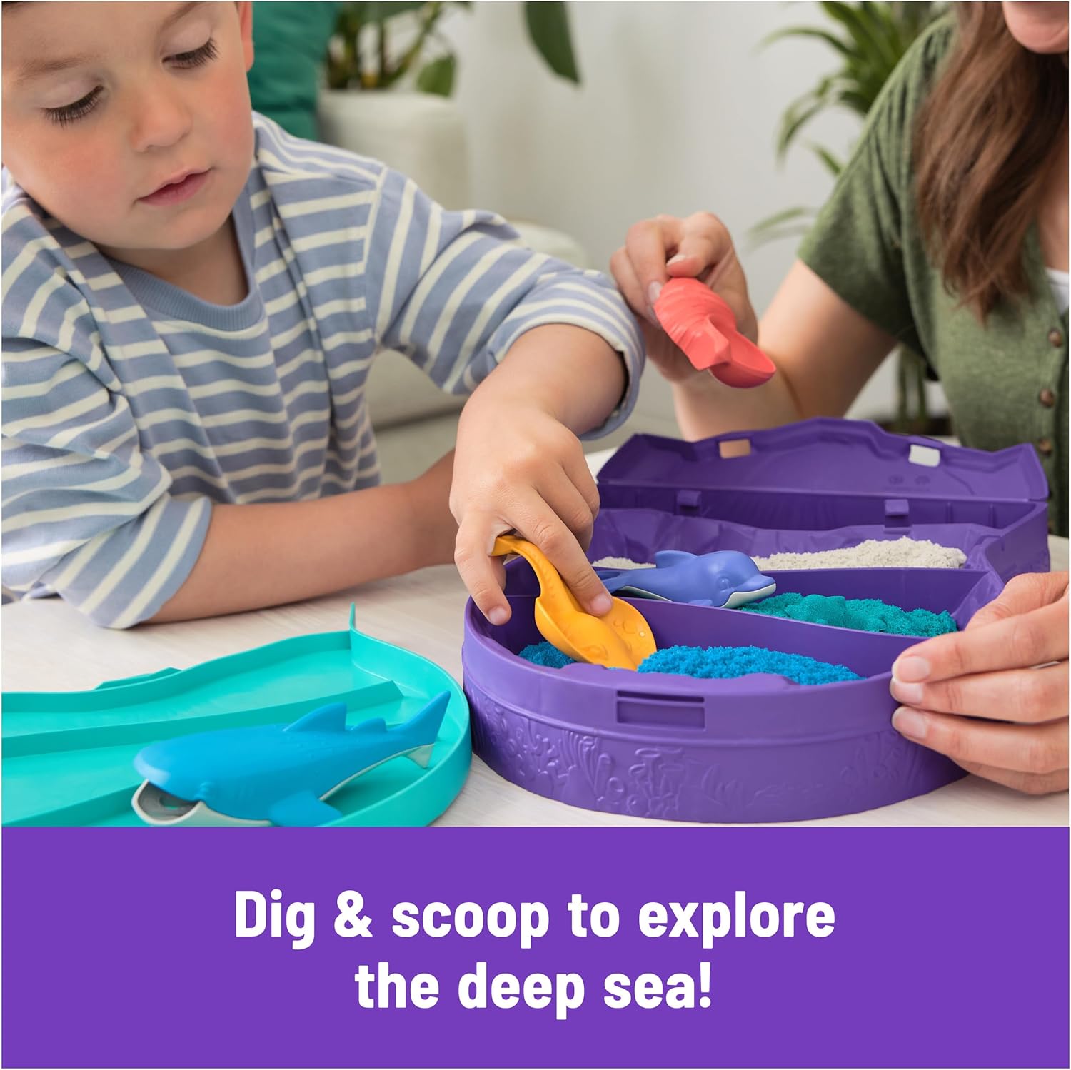 Kinetischer Sand, Project Planet Deep Sea mit 680 g Spielsand und Meereslebewesen-Werkzeugen