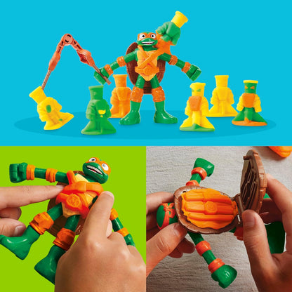 Play-Doh Teenage Mutant Ninja Turtles Slice & Blast Pizza-Spielset Bendy Michelangelo-Figur und Pizza-Blaster-Spielzeug für Kinder ab 4 Jahren