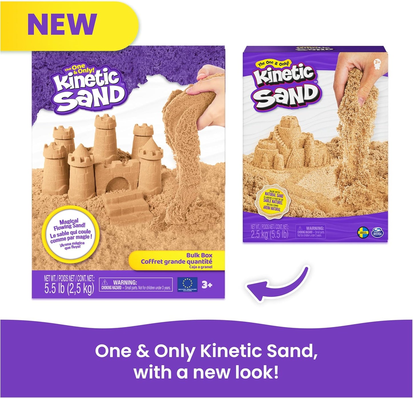Kinetischer Sand, 2,5 kg naturbrauner Spielsand, wiederverschließbarer Beutel