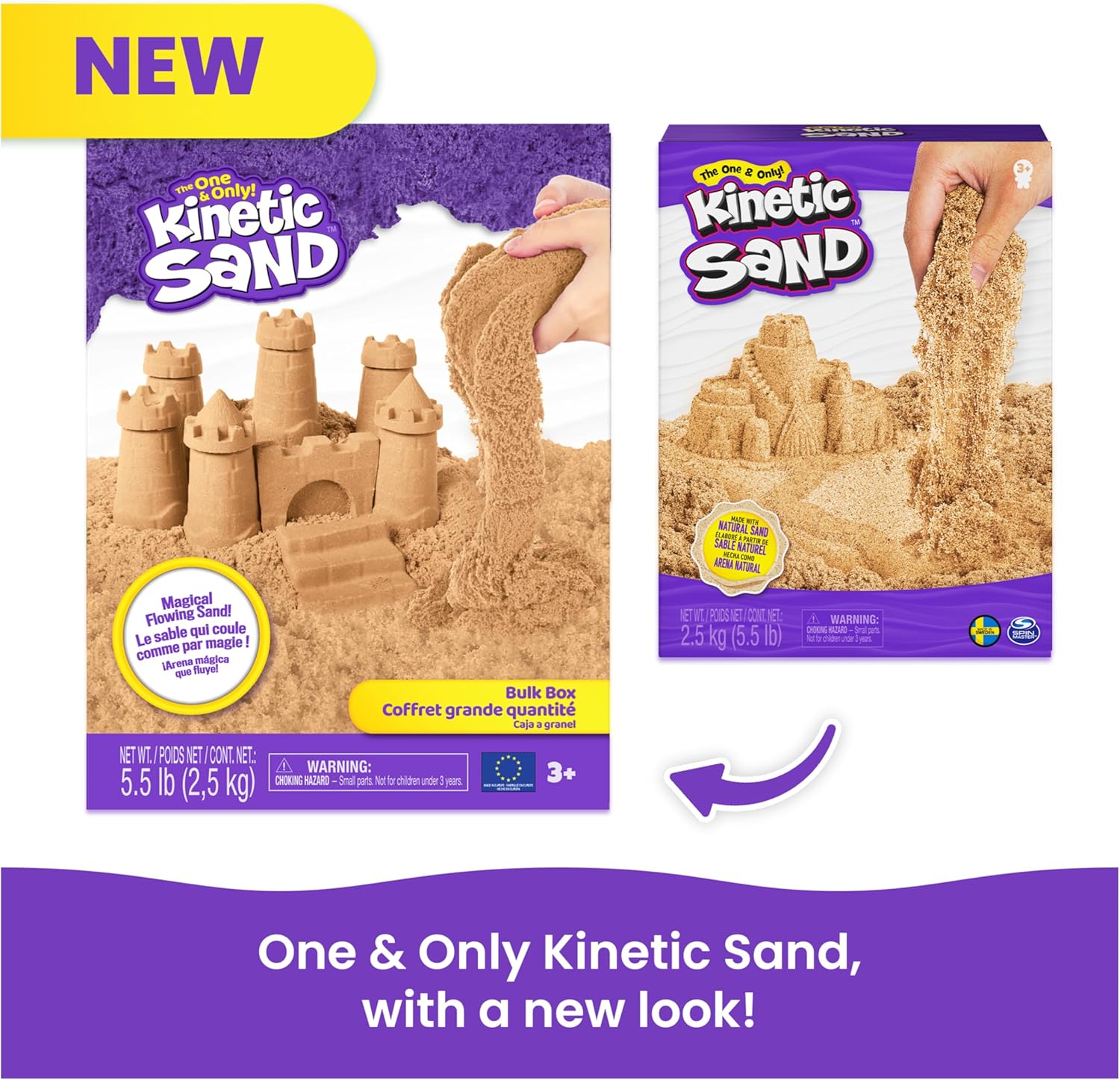 Kinetischer Sand, 2,5 kg naturbrauner Spielsand, wiederverschließbarer Beutel