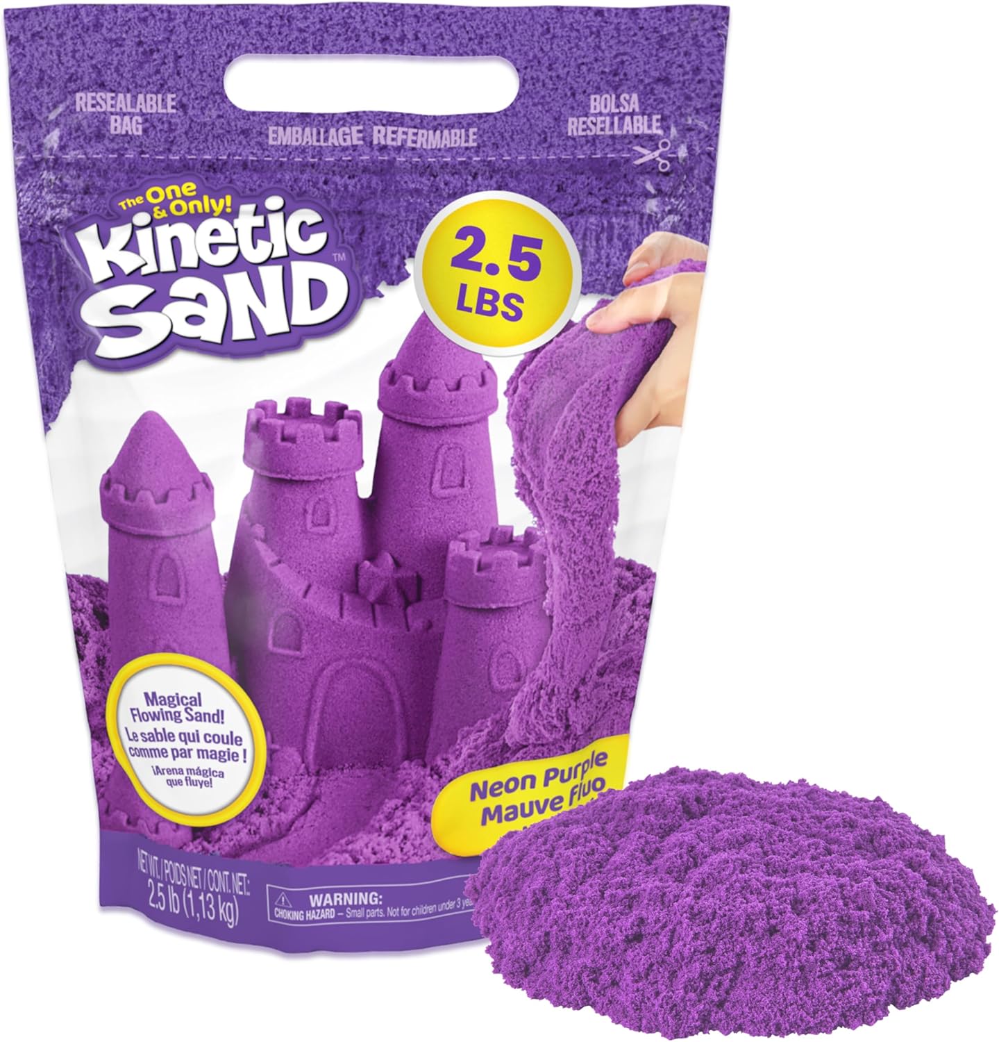 Kinetic Sand, Sabbia da gioco viola da 1,13 kg, sacchetto richiudibile