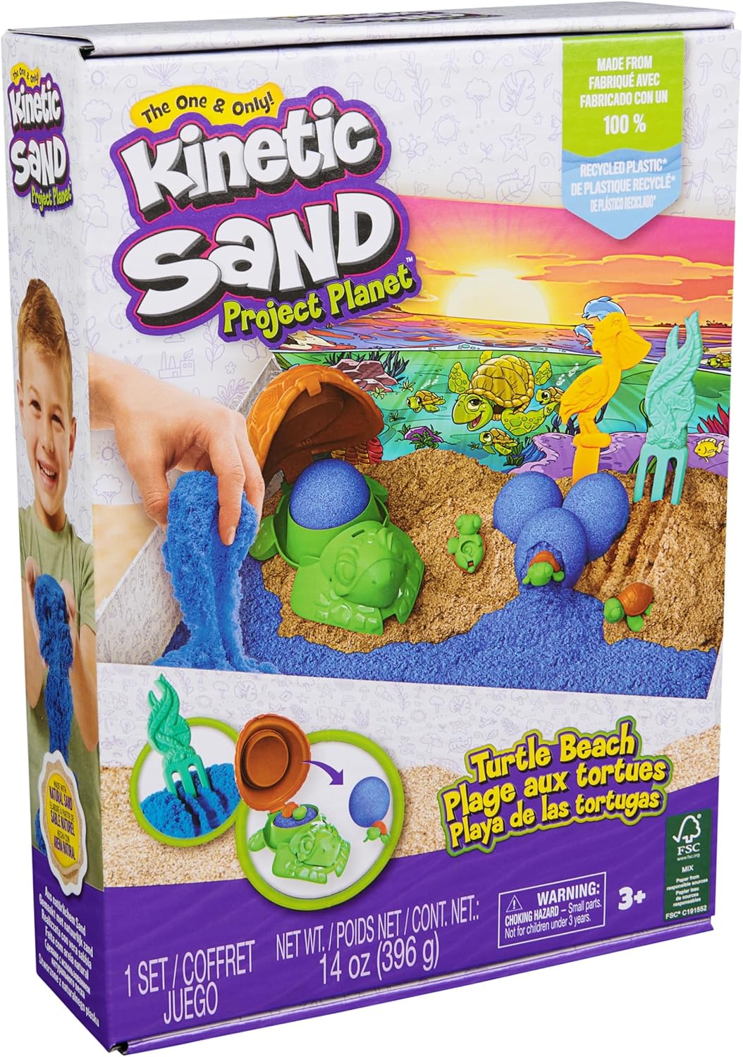 Kinetischer Sand, Project Planet Turtle Beach mit 396 g Spielsand, Werkzeugen und Formen