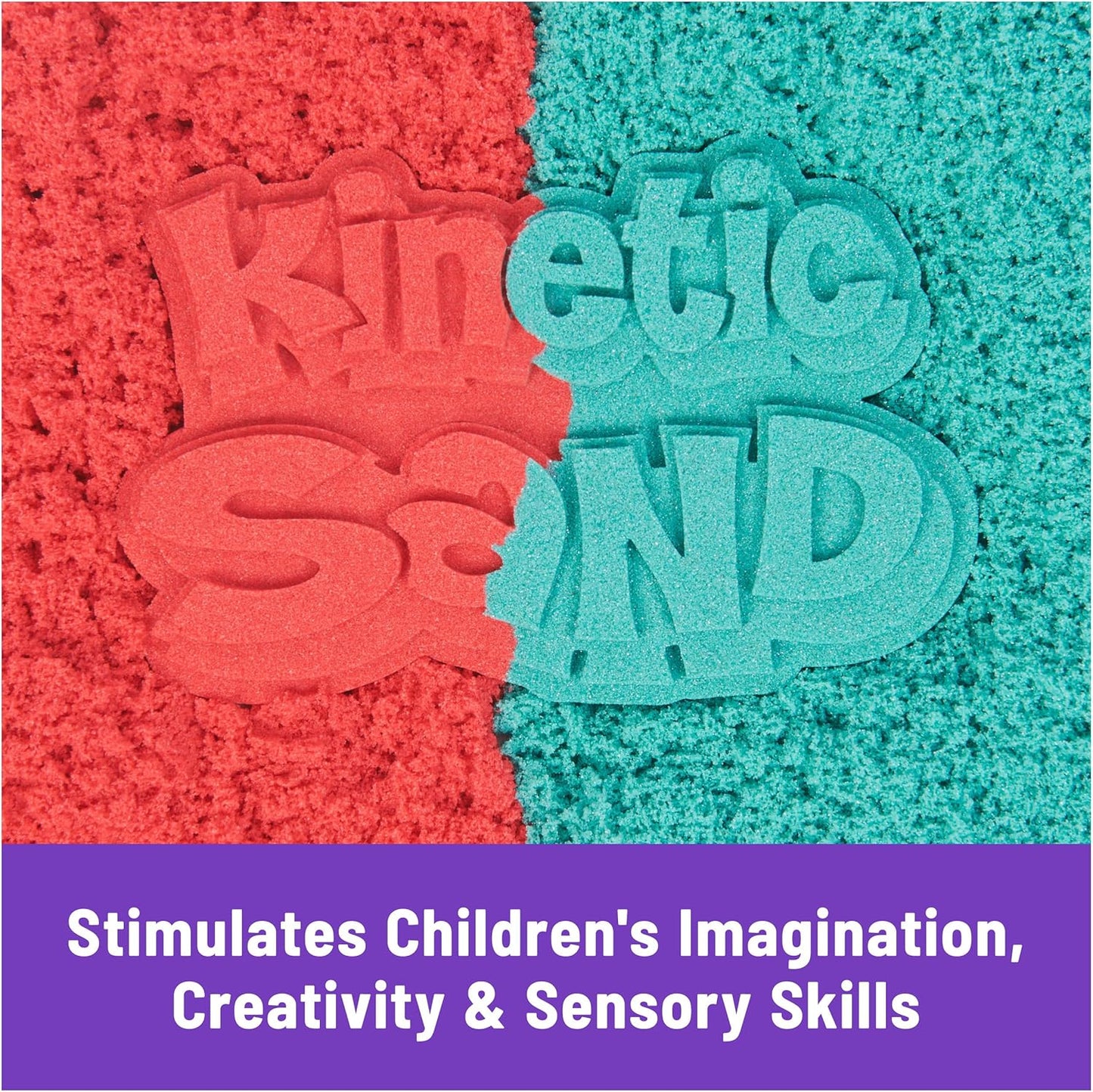 Kinetic Sand Mold n‘ Flow mit 700 g rotem und blaugrünem Spielsand