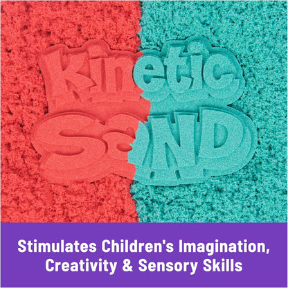 Kinetic Sand Mold n‘ Flow mit 700 g rotem und blaugrünem Spielsand