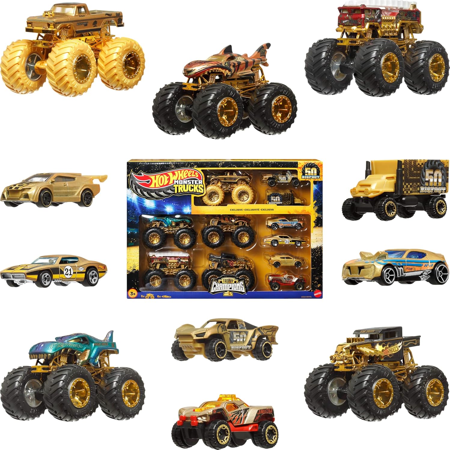 Hot Wheels Monster Trucks Trophy Champions Collection – Multipack 50e anniversaire