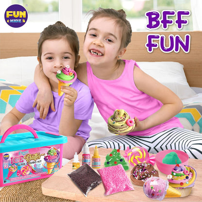FunKidz Kit de Slime au Beurre de Crème Glacée DIY Ensemble de Slime Doux pour Filles de 8 à 12 Ans Plus de 100 Styles Combos Parfums Vanille, Orange et Chocolat Cadeau Idéal ou Activité de Fête