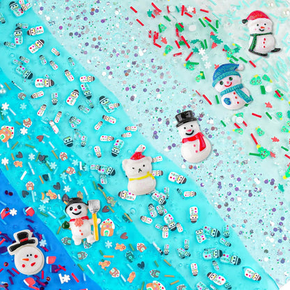 Lot de 6 bonhommes de neige en slime et argile, kit de bricolage pour construire un bonhomme de neige, 6 slimes en cristal transparent et 40 accessoires, à partir de 4 ans