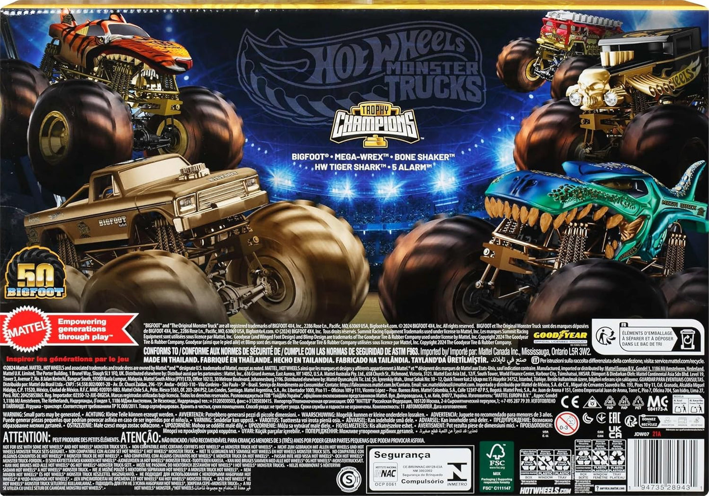 Hot Wheels Monster Trucks Trophy Champions Collection – Multipack 50e anniversaire