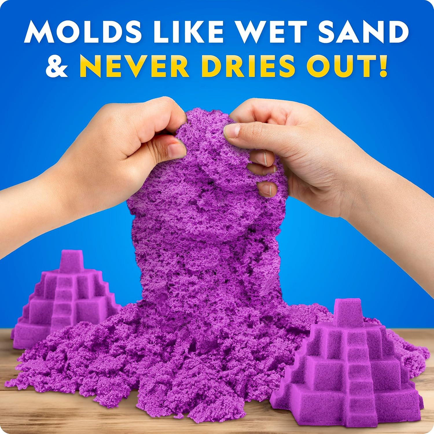 National Geographic 2,72 kg Mondsand-Kombipackung – je 0,91 g blauer, violetter und natürlicher Spielsand mit Schlossformen