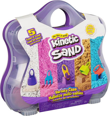 Kinetischer Sand, Sortenkoffer mit 907 g Spielsand (Strand, Neon und Schimmer) und 5 Werkzeugen, wiederverwendbare Aufbewahrung