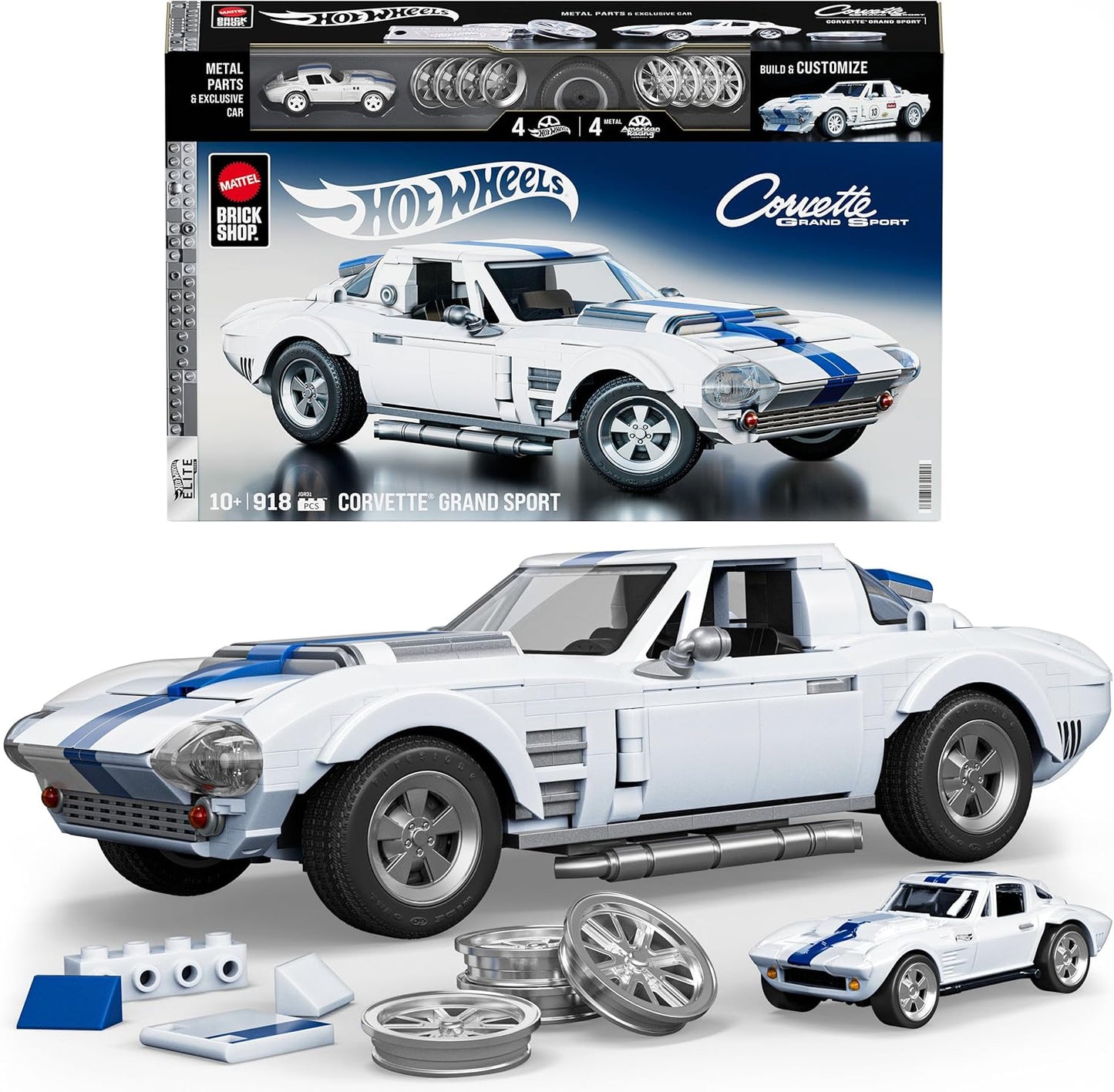 Mattel Brick Shop Hot Wheels Elite Series Corvette Grand Sport Ensemble de construction (918 pièces)