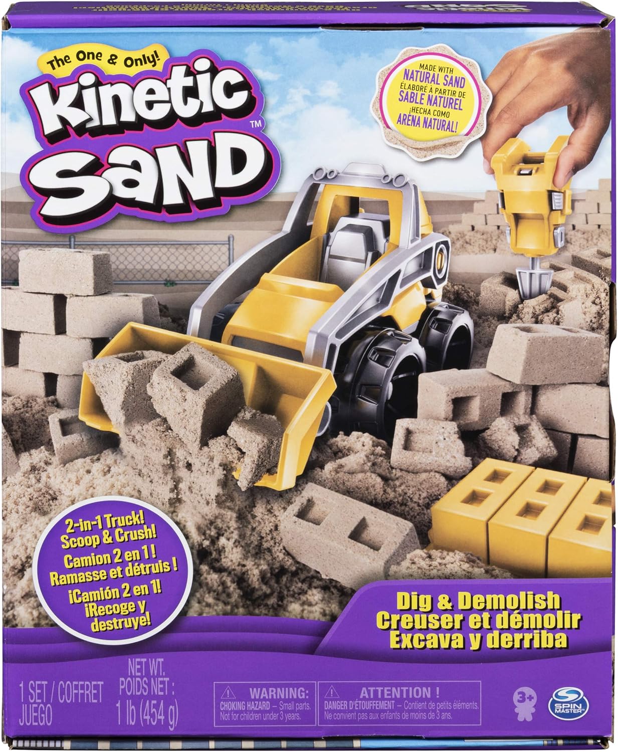Coffret de jeu Kinetic Sand, Dig & Demolish avec sable de jeu et camion jouet de 454 g