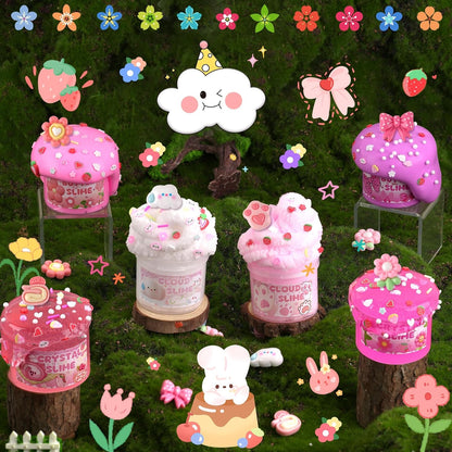 6er-Pack rosa Schleimset für Kinder mit Wolken-, Butter- und klaren Kristalltexturen, 360 ml, insgesamt im Alter von 4–12 Jahren