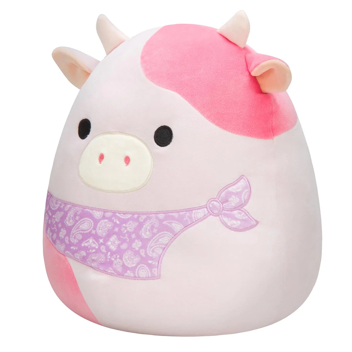 Squishmallows - Reshma la vache rose clair avec bandana violet
