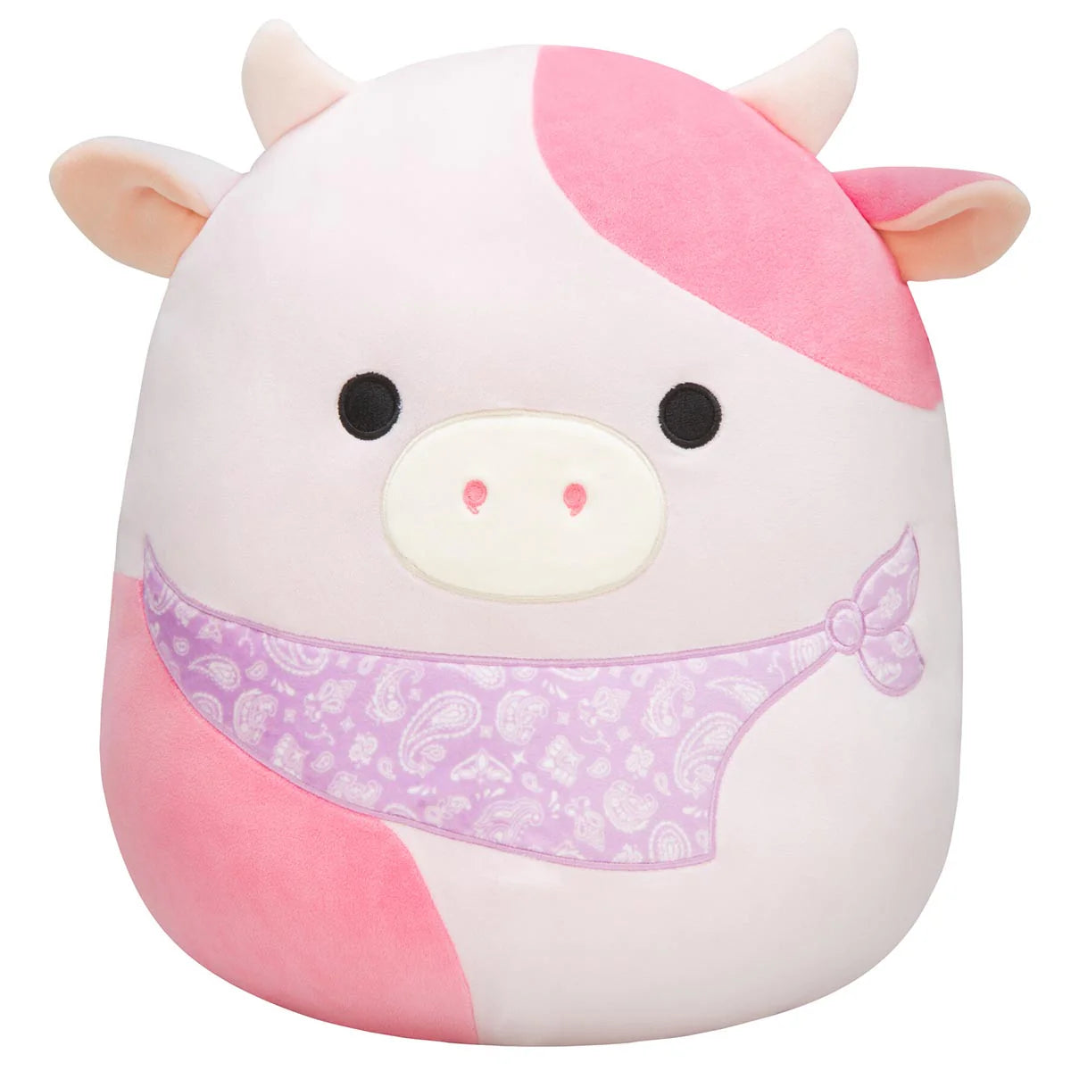 Squishmallows - Reshma la vache rose clair avec bandana violet