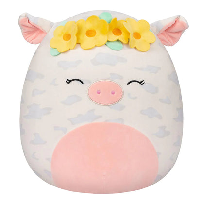Squishmallows - Rosie le cochon tacheté avec couronne de fleurs jaunes