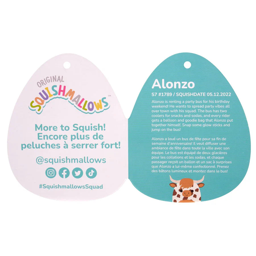 Squishmallows - Alonzo la mucca delle Highland maculata marrone