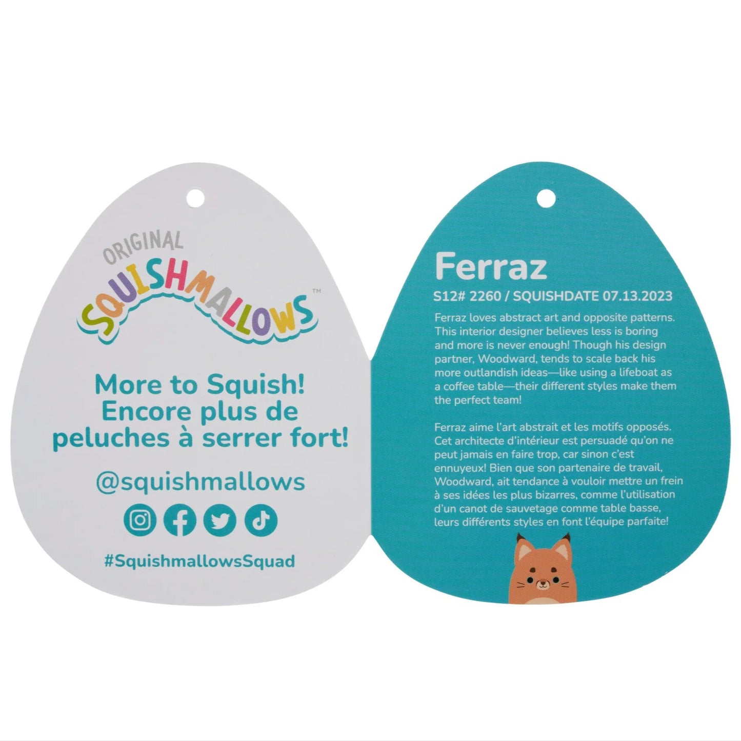 Squishmallows -Ferraz le chat caracal orange