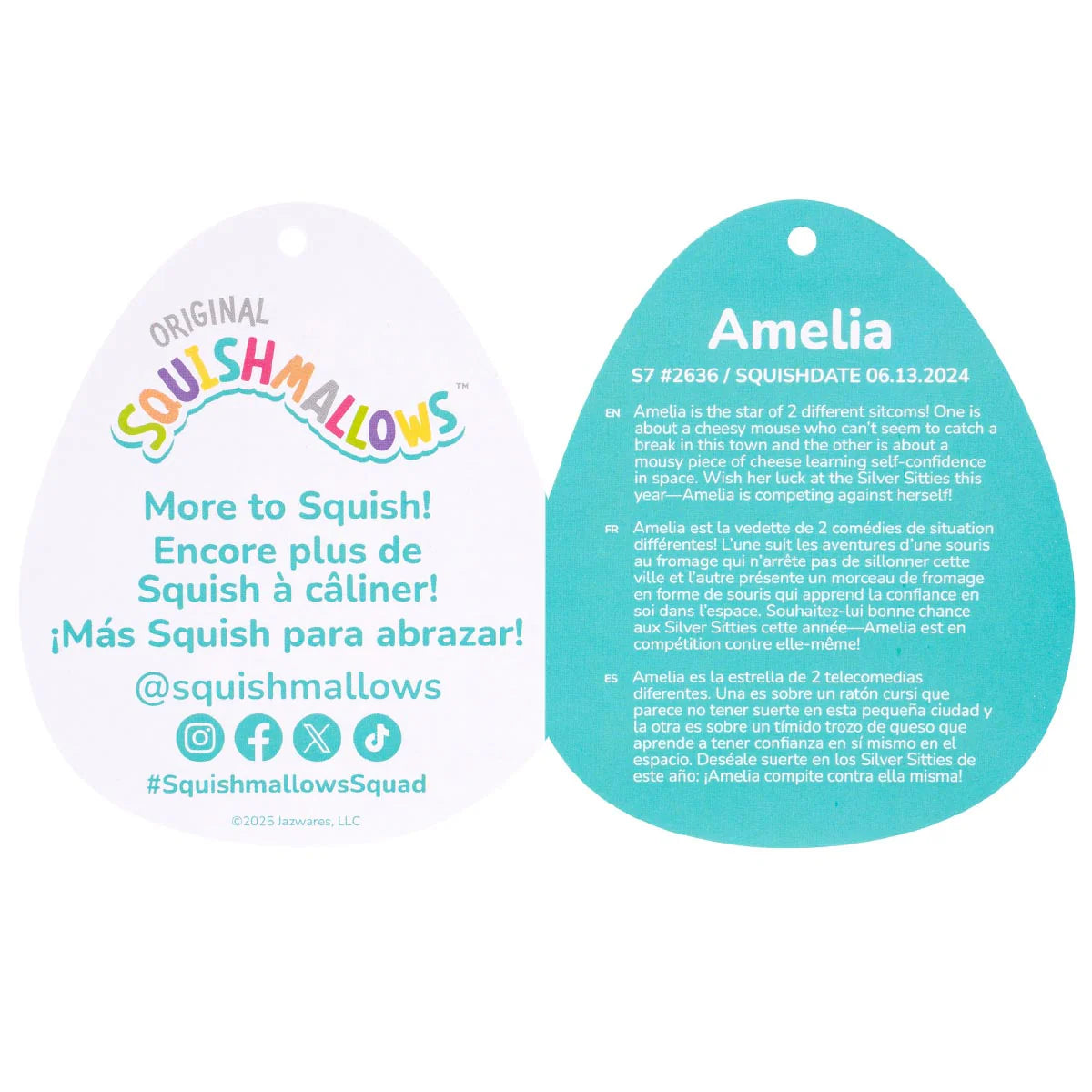 Squishmallows - Amelia la souris au fromage jaune