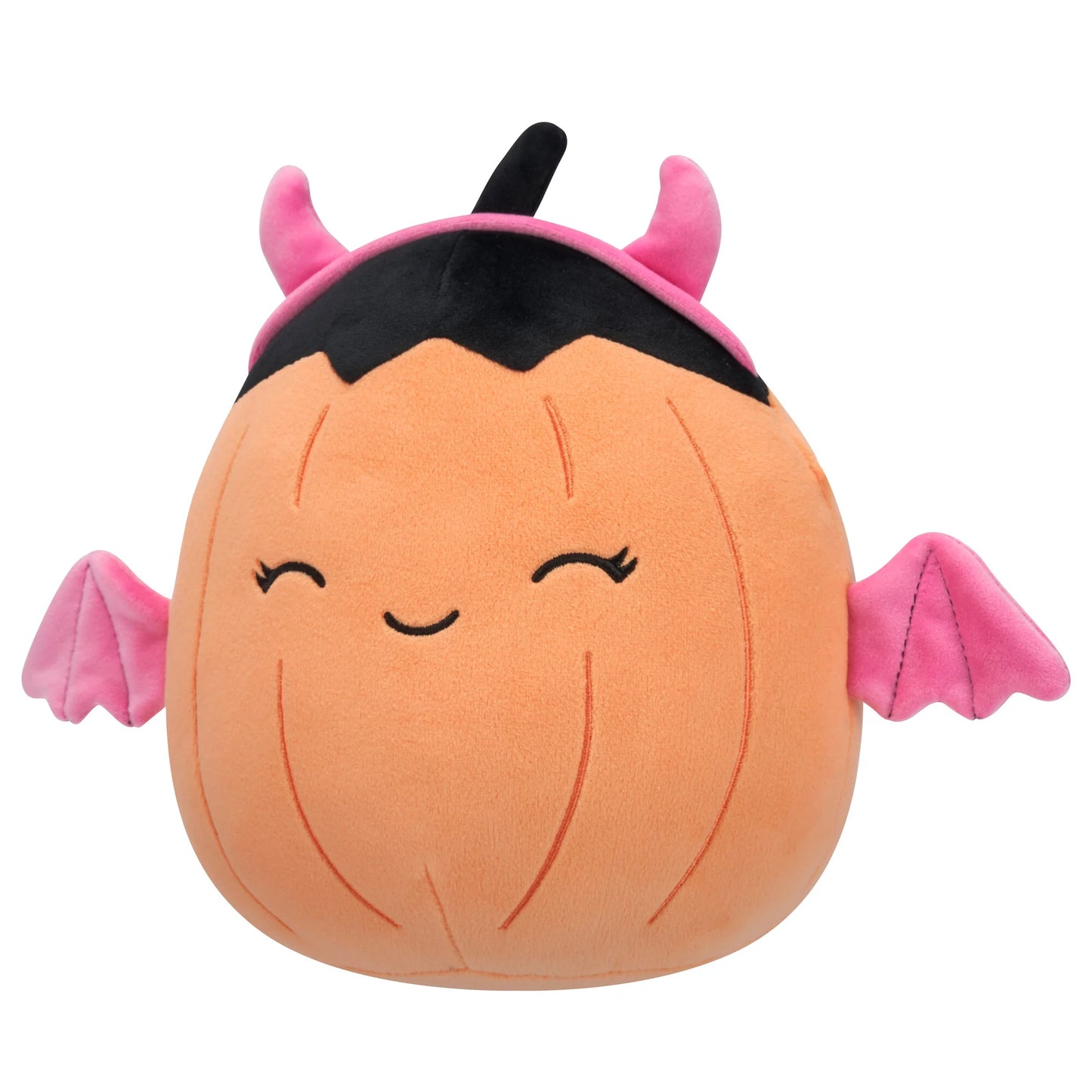 Squishmallows Halloween Margie, der pastellorangefarbene Kürbis im rosa Teufelskostüm
