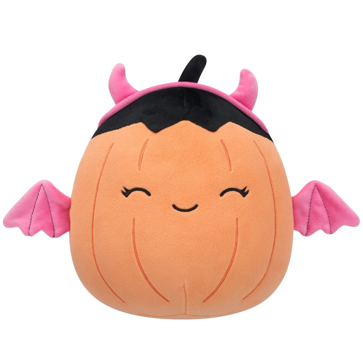 Squishmallows Halloween Margie, der pastellorangefarbene Kürbis im rosa Teufelskostüm