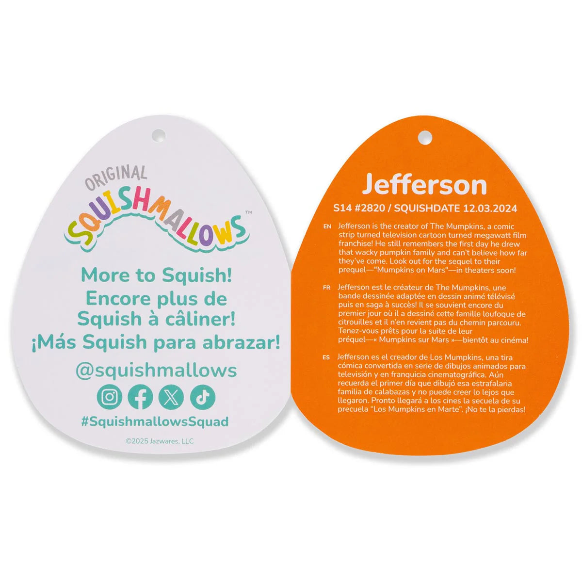 Squishmallows - Jefferson la vache noire et orange