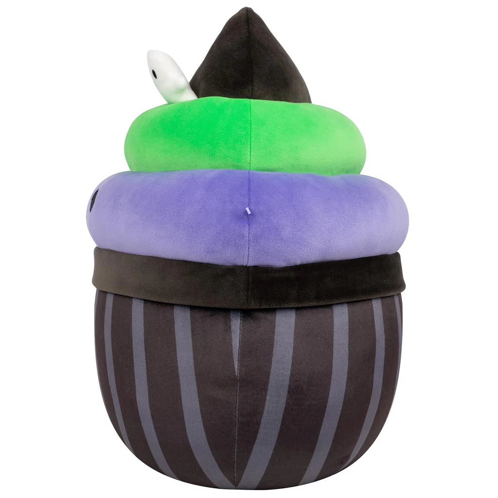 Squishmallows Halloween Kurt der Schwarze Cupcake mit grünem und violettem Zuckerguss