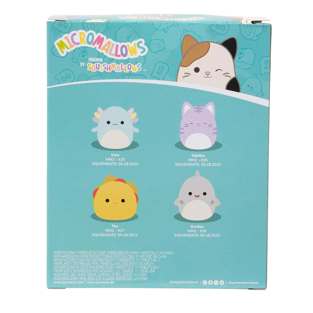 Squishmallows Micromallows 4er-Pack – Gordon Shark, Tex Taco, Tabitha Cat, Irina Axolotl