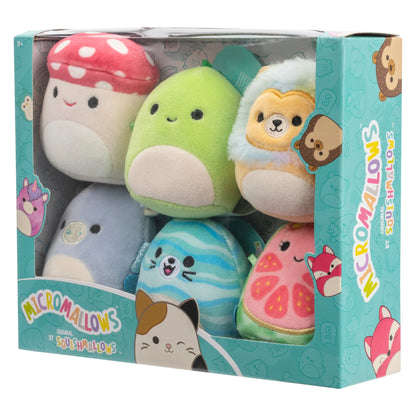 Squishmallows Micromallows 6er-Pack – Danny-Dinosaurier, Dane-Drache, Malcolm-Pilz, Lena-Guava-Frucht, Leonard-Löwe, Noah-Siegel