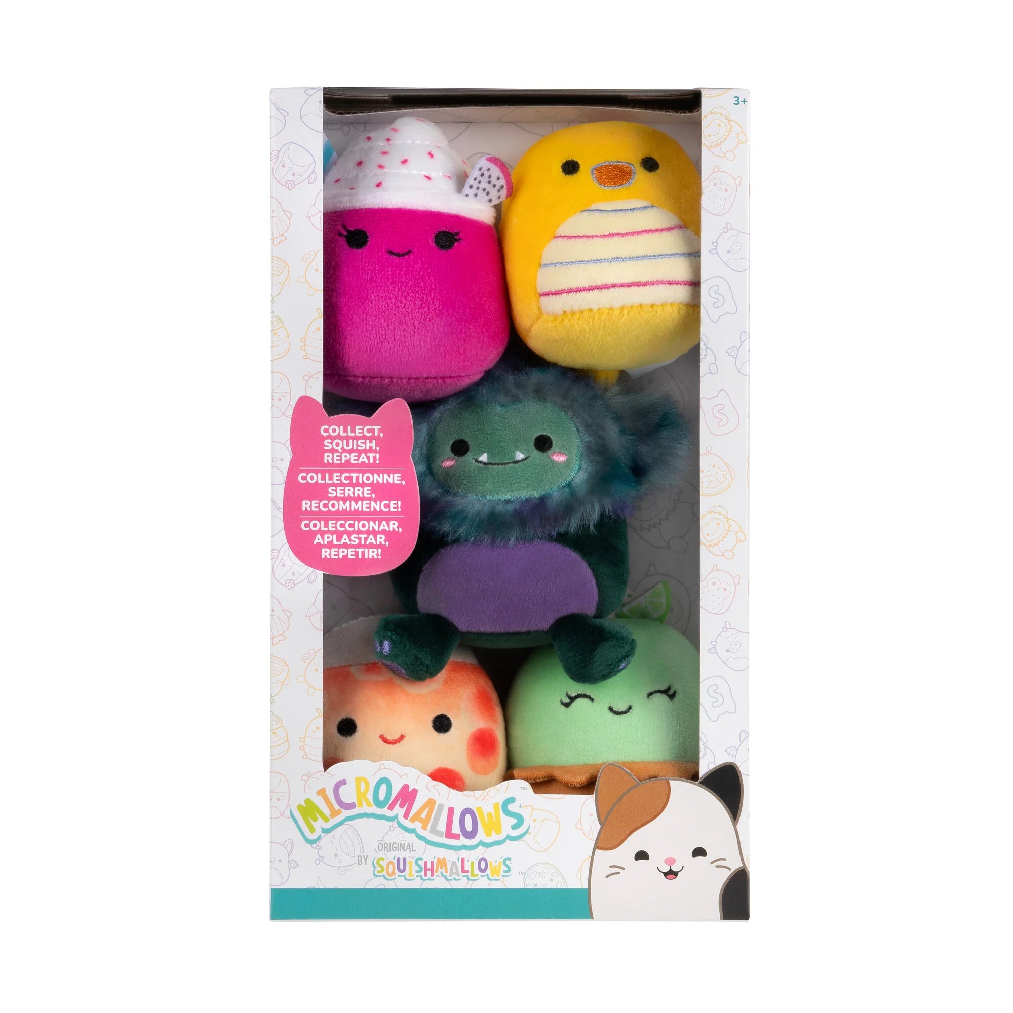 Squishmallows Micromallows Confezione da 5 - Largo Key Lime Pie, Adelle Lava Lamp, JT Bigfoot, Nicota Dragon Fruit Smoothie, Leif Sea Dragon