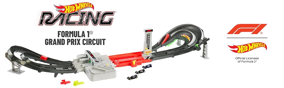 Hot Wheels Circuit du Grand Prix de Formule 1 avec 3 voitures