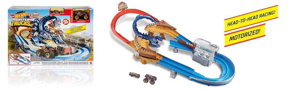 Hot Wheels Monster Trucks Scorpion Sting Rennbahn-Set mit Truck und Auto