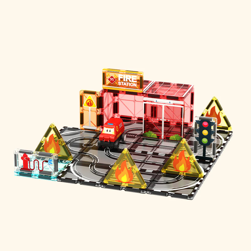 Set de construction magnétique Caserne de pompiers Colormag