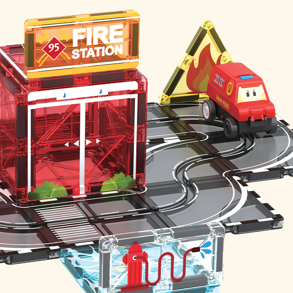 Set de construction magnétique Caserne de pompiers Colormag