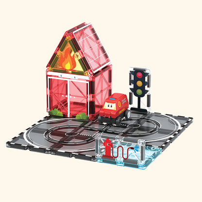 Set de construction magnétique Caserne de pompiers Colormag