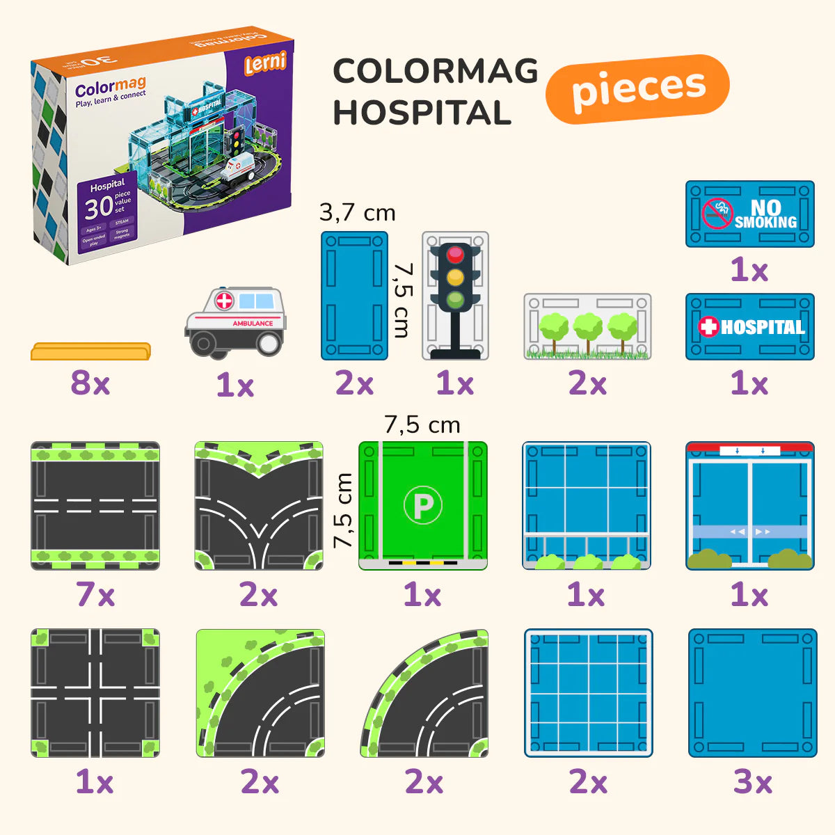 Magnetisches Bauset Colormag Krankenhaus
