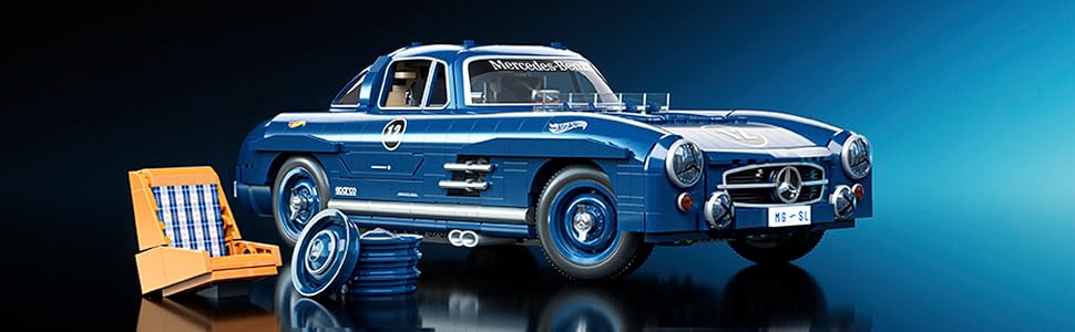 Mattel Brick Shop Hot Wheels Premium Series Mercedes-Benz 300 SL Set da costruzione (1600 pezzi)