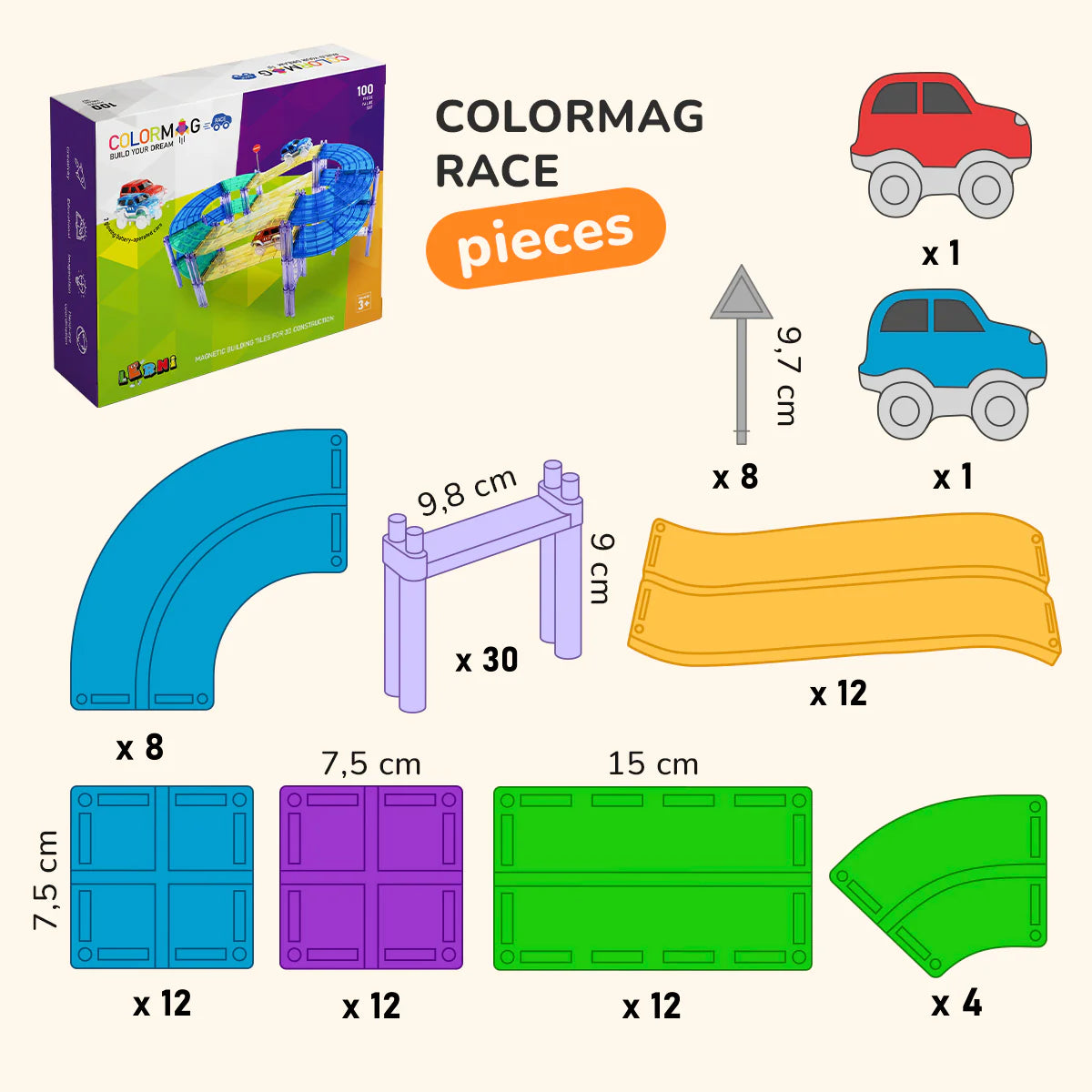 Magnetisches Bauset COLORMAG Race